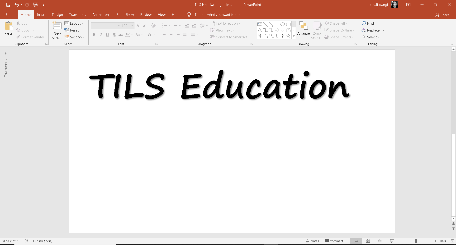 Handwriting text Animation effect in PowerPoint